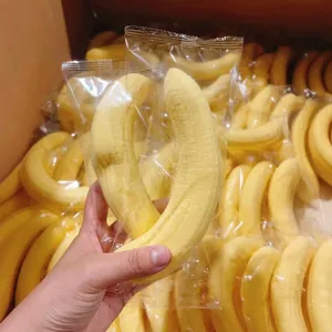 Simulation realistic banana squishy decompression toy set in bulk warehouse packaging