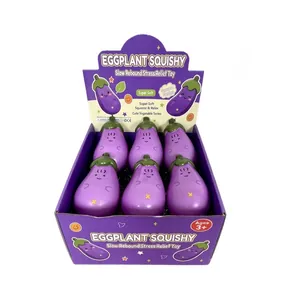 Cartoon eggplant PU slow rebound squishy stress relief toy for children and adults