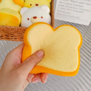 Close-up shot of a soft toast-shaped slow rebound squishy toy for stress relief