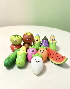 Group of slow-rebound PU squishy toys in various cute vegetable and fruit shapes