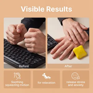 Detailed macro view showing a yellow toast squishy toy for stress relief and hand relaxation
