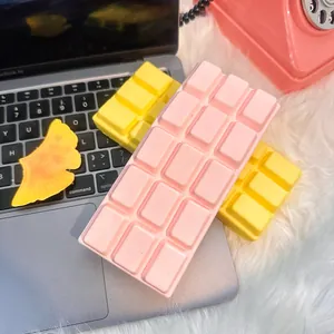 Realistic pink and yellow chocolate bar shaped slow-rising squishy toy for stress relief