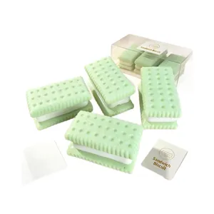 Mint green sandwich biscuit slow rebound squishy toy for stress relief with packaging