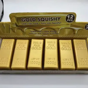 Realistic gold bar squishy toy set for stress relief, 12 pieces slow rising foam