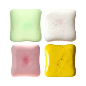 Set of four colorful square toast squishy toys for office relaxation and stress relief