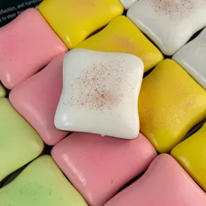 Close-up of soft multi-colored butter toast slow-rebound squishy toys for stress relief