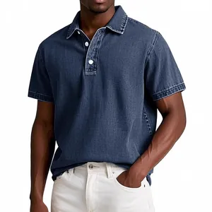 Men's Vintage Casual Solid Color Short Sleeve Polo Shirt Slim Fit Cotton Blend Lapel Summer Business Daily Top