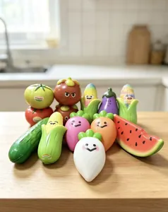 Collection of colorful cartoon vegetable squishy toys with slow rebound PU material