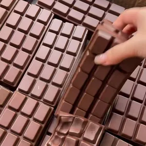 Close-up view of a flexible PU chocolate bar squishy showing its soft rebound texture