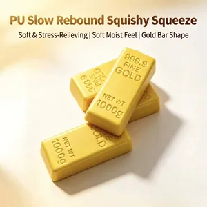 Simulation Gold Bar PU Squishy Toy Slow Rebound Stress Relief Toy Soft Fake Bullion Yellow Sensory Fidget Toy For Home Office Relaxation