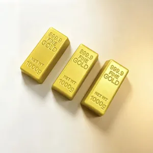 Set of realistic gold bar shaped squishy stress relief toys with slow rebound effect