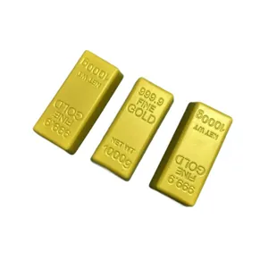 Realistic gold bar shaped slow rebound squeeze toy for stress relief decompression.