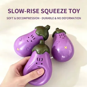 Cute eggplant shaped slow rebound squishy toy for stress relief PU squeeze gift