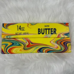 Close-up of colorful flow-pattern butter stick slow rebound squishy toy