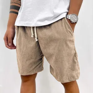 Klassische khakifarbene Cord-Shorts für Herren mit Kordelzug für den lässigen Sommer