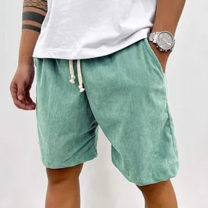 Klassische mintgrüne Cord-Shorts für Herren mit elastischem Kordelzug am Bund