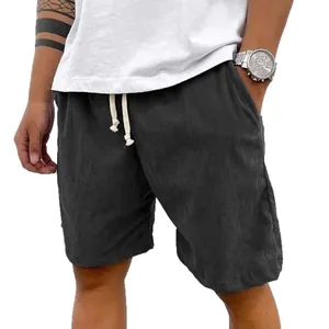 Herren-Retro-Cord-Freizeitshorts mit Kordelzug in Anthrazitgrau