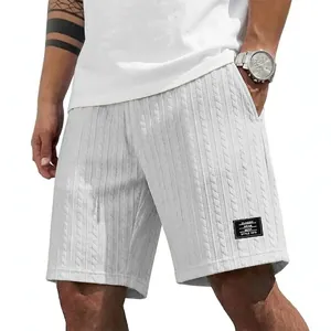 Herren Casual Beach Shorts Zopfmuster Textur Kordelzug Taille Lockere Passform Sommer Gym Sport Unterteile Für Herren