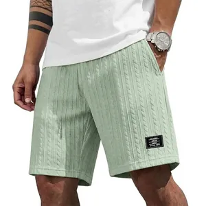 Premium lässige hellgrüne Herren-Strandshorts mit einzigartigem Zopfmuster-Design