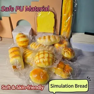 Jouet Squishy Pain de Simulation en PU Remontée Lente Nourriture Artificielle Jouet de Décompression Forme de Pain Réaliste Cadeau