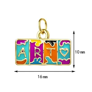 Detail view of colorful ART enamel charm with 16mm x 10mm size dimensions
