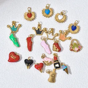 Selection of colorful enamel stainless steel charms for DIY jewelry making