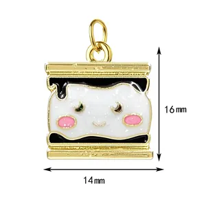 Cute s'more marshmallow charm pendant for DIY jewelry with 16mm by 14mm dimensions