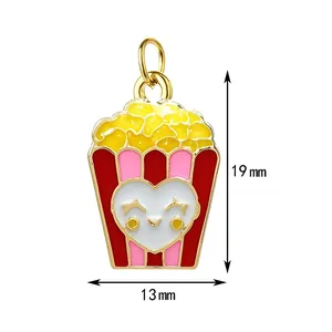 Detailed product view of a cute popcorn charm pendant measuring 19mm by 13mm for DIY jewelry
