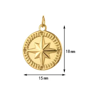 Detail showing a gold star pendant dimensions with 18mm height and 15mm width