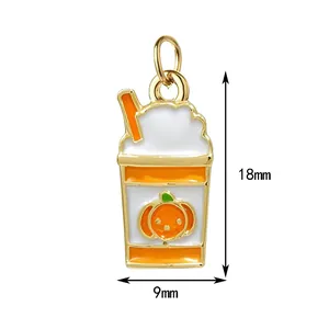 Detailed 18x9mm pumpkin beverage cup enamel charm for DIY bracelet jewelry making