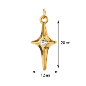 Gedetailleerd overzicht van gouden sterhanger met afmetingen van 20 mm hoog en 12 mm breed
