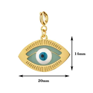 Detailansicht des 14x20mm großen Anhängers 'Böser Blick' aus Edelstahl in Gold