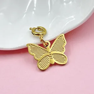 Hochwertiger 18 Karat vergoldeter Schmetterlingsanhänger aus Titanstahl für DIY-Schmuck