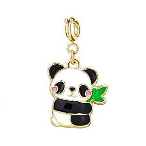 Charm pendentif panda en émail mignon en alliage de zinc pour la création de bijoux DIY