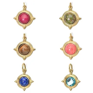 Vintage Stainless Steel 18K Gold Plated Natural Stone Oval Heart Papaya Pendants For DIY Jewelry Making Necklace Bracelet Accessory