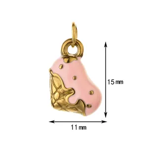 Detailed view of pink ice cream pendant with 15mm height and 11mm width dimensions