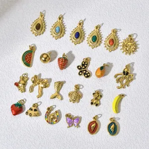 Detailed collection of 18K gold-plated stainless steel charms for DIY jewelry making sets