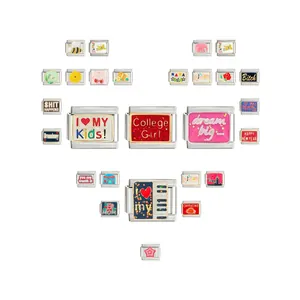 Variety of 10mm stainless steel enamel DIY Italian charms for custom modular bracelets