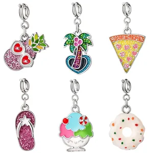 DIY Zinklegierung Emaille Charms Urlaubsstil Pizza Donut Ananas Kokospalme Anhänger Für Halskette Armband Schmuckherstellung Geschenk