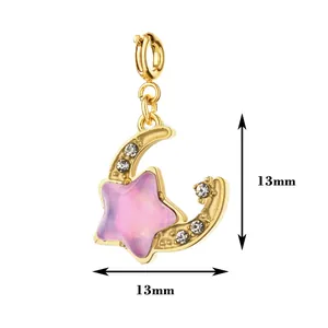 Detailed view showing 13mm size for stainless steel star and moon pendant charm