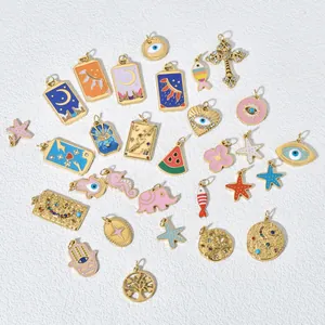 Variety pack of gold-plated stainless steel enamel charms for DIY jewelry