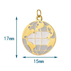 Detailed view of the 17mm x 15mm stainless steel globe pendant with dimensions
