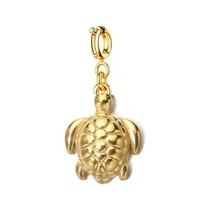 Gold stainless steel turtle charm pendant for DIY jewelry making