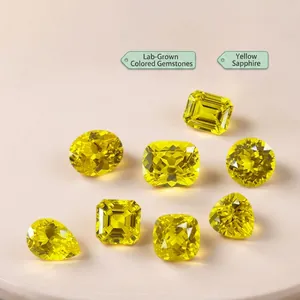 Lab Grown Yellow Sapphire Loose Stone Multiple Shapes Round Heart Cushion Cut Synthetic Gemstone VVS For Jewelry Making