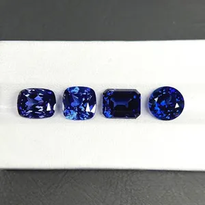 Lab-grown Royal Blue Sapphire loose gemstones in various professional faceted cuts