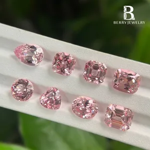 Colección de zafiros rosa sakura creados en laboratorio en varias formas de gemas