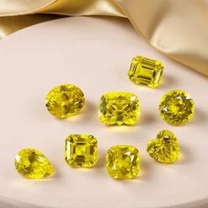 Premium set of yellow lab-grown sapphire gemstones in various cuts like heart and oval