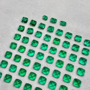 Pierres précieuses d'émeraude de laboratoire de haute qualité en taille coussin pour bijoux