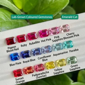 Piedra Preciosa Suelta de Corte Esmeralda Creada en Laboratorio Claridad VVS Zafiro Rubí Síntesis Padparadscha para Accesorios de Creación de Joyas
