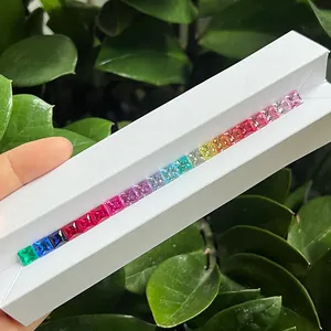 Piedras preciosas cultivadas arcoíris talla princesa para la creación de joyería fina
